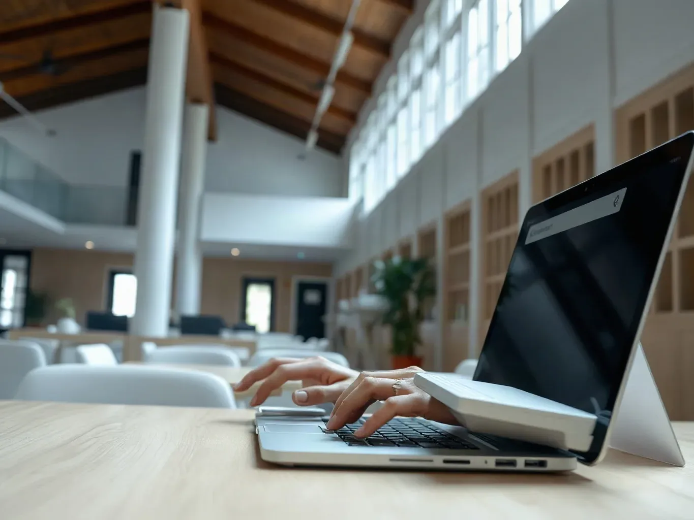 A person typing an ECO4 eligibility query into a search bar on a desktop computer